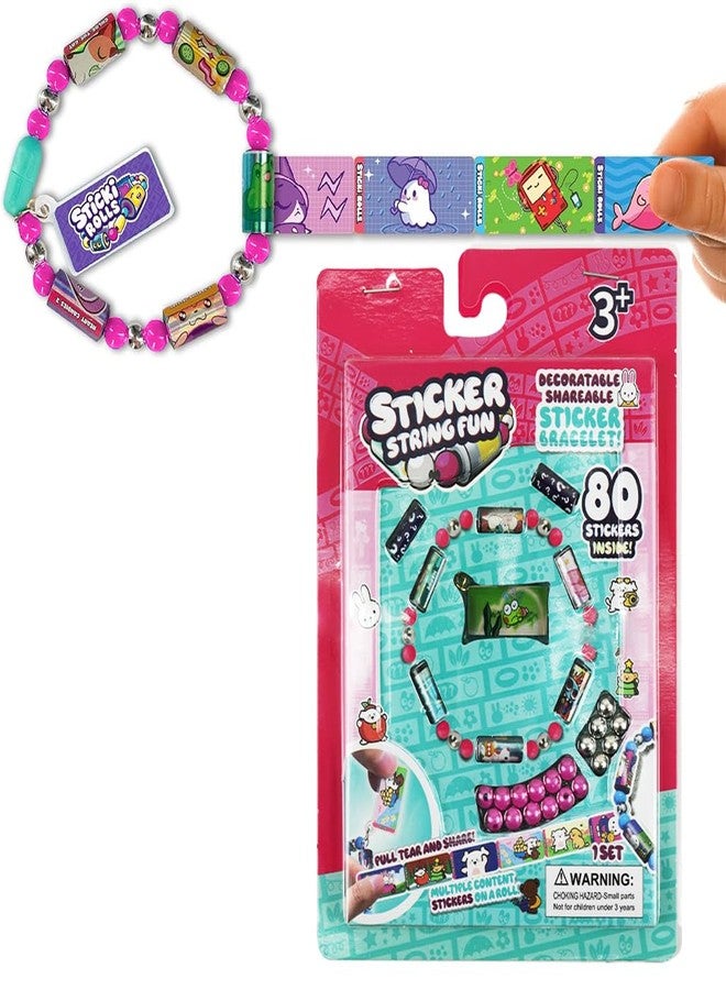 PATPAT DIY Sticker Rolls Bracelet For Kids Girls DIY Cartoon Stickers Bracelet Making Kit With Spacer Beads Carry-On Bracelets Stickers Decorative Free Making Kit Children's Day Gift, Multicolour - Image 1